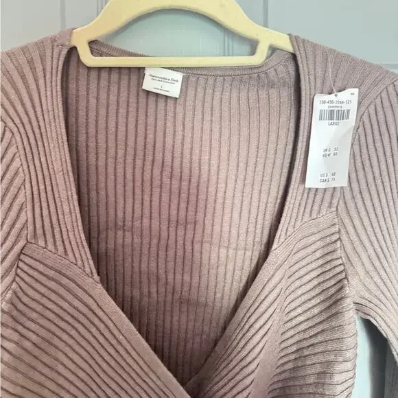 Abercrombie & Fitch Brown Ribbed Wrap Sweater - Picture 3 of 4